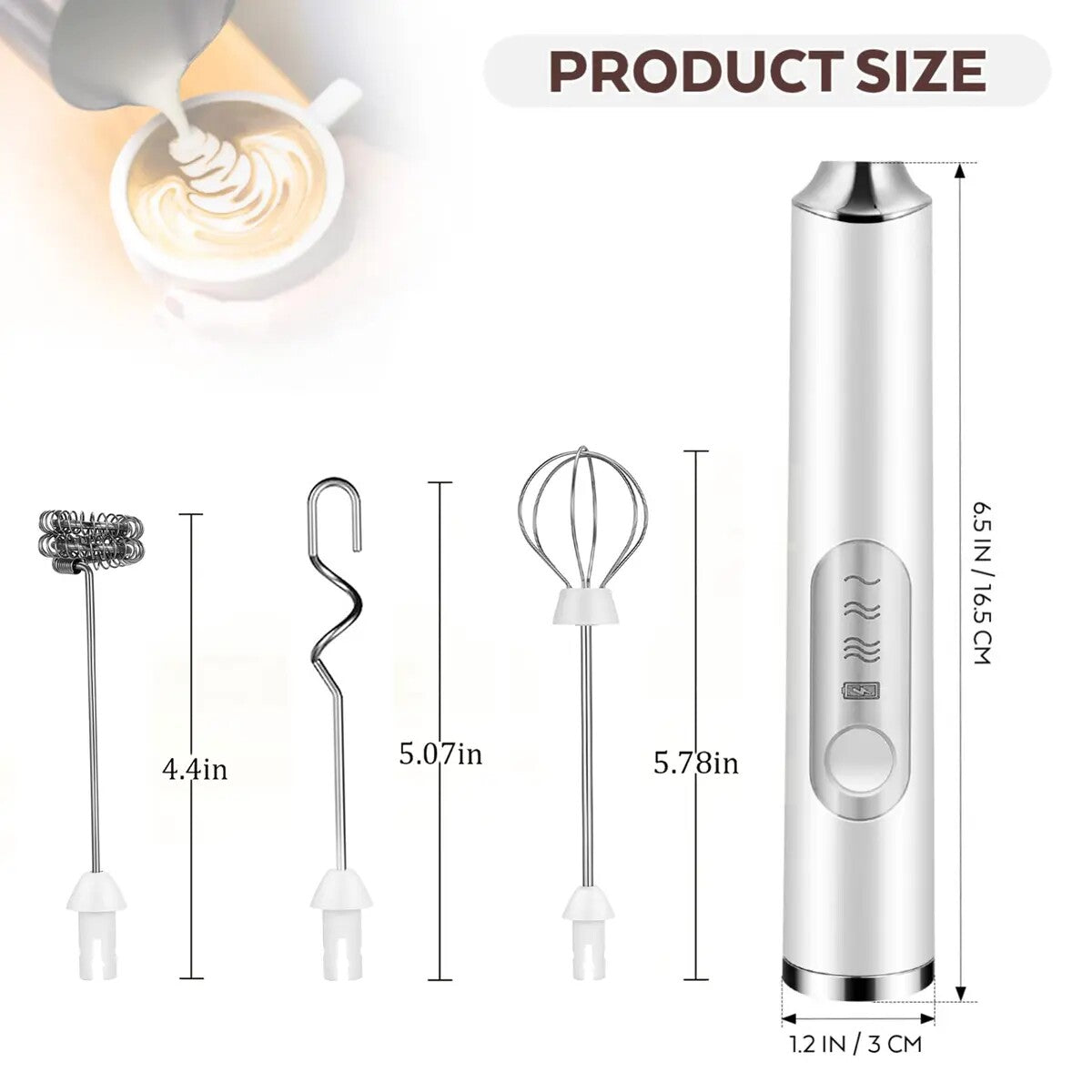 3-Head 3-Speed Rechargeable Milk Frother